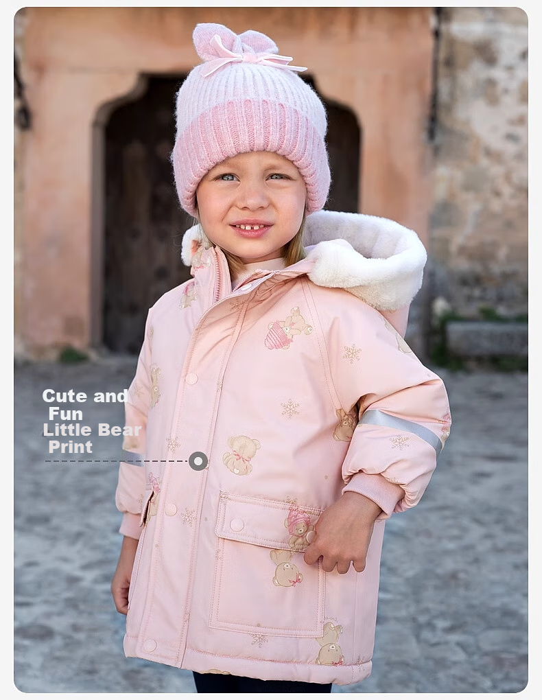 DAVE & BELLA Girls' Waterproof Thickened Cotton Padded Winter Jacket Kids Warm Coat Baby Cotton Coat 2