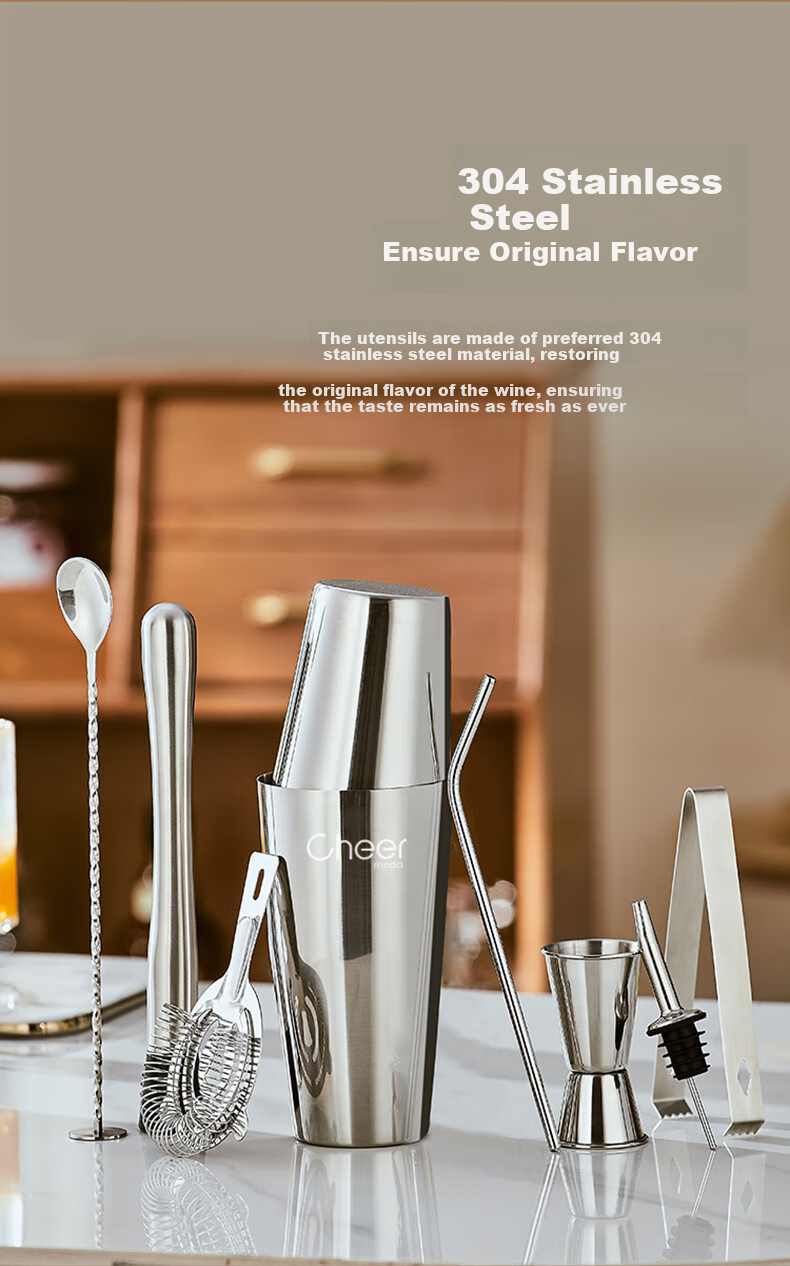 Cheer Cocktail Shaker Set with Shaker Cup, Cocktail Mixer Tools, Cocktail Glasses, Hand-Shaken Lemon Tea Tools, Shake Cup And Bottle, 12 Pieces 3