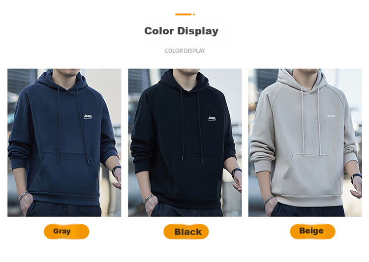 JEEP Men's Hoodie, Spring And Autumn Season, Loose-Fitting Long Sleeve T-Shirt, Trendy Heavyweight Clothing for Men, Gray, 3XL 2