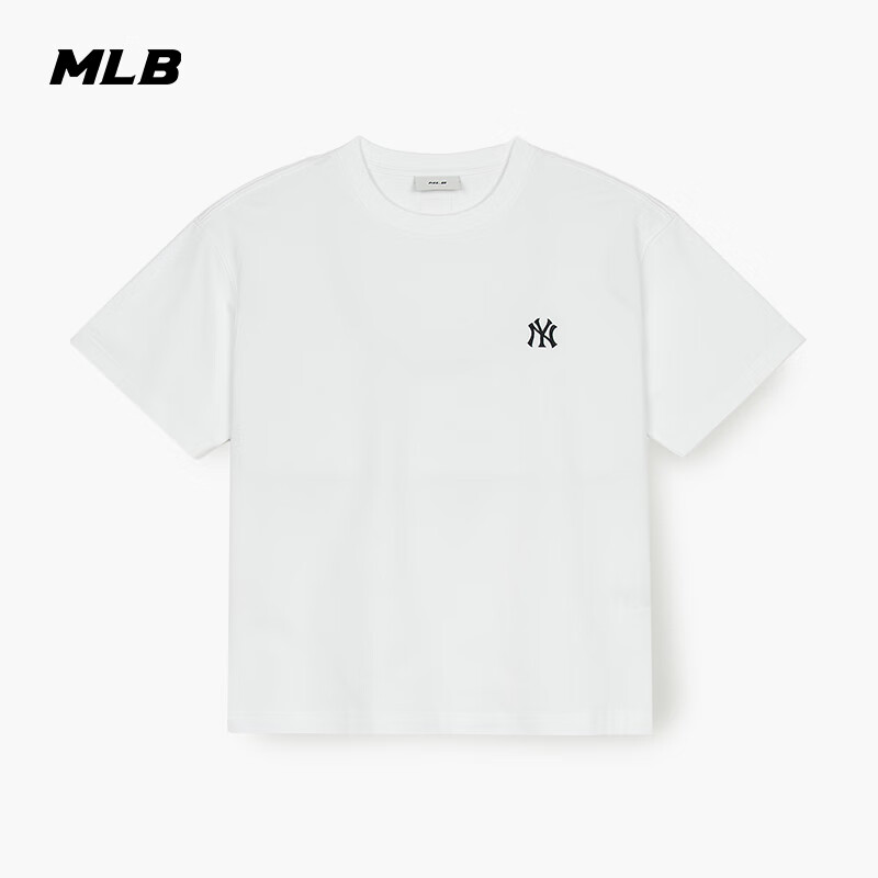 MLB Short-Sleeve T-Shirt for Men And Women, Couples' Solid Color Simple Casual Round Neck Tee, Fashionable New Style 3ATSB0253-50WHS