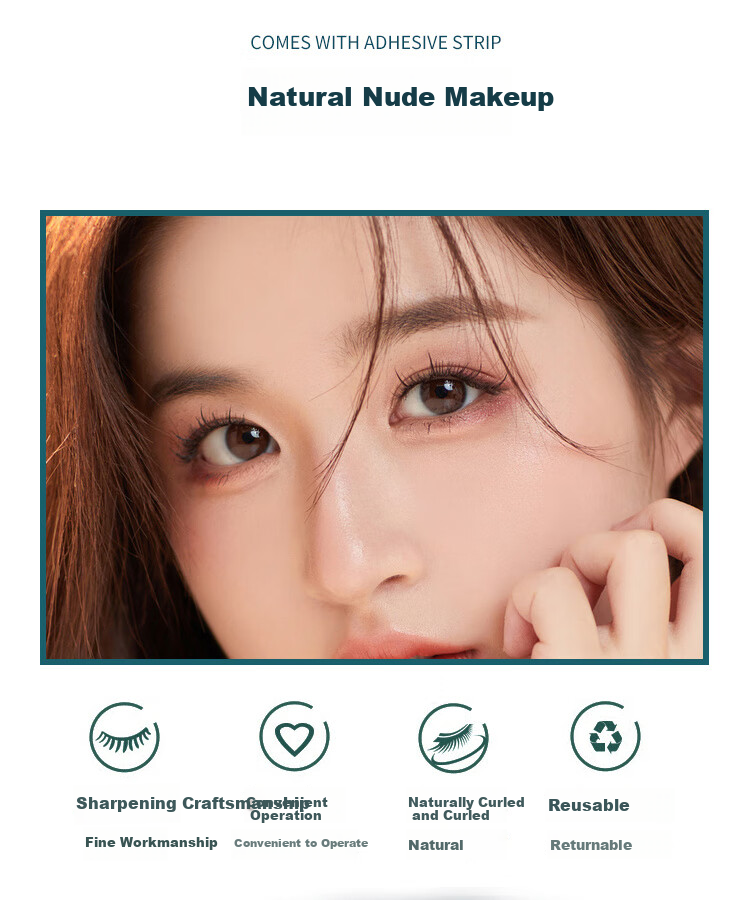 Jianyingshu Daily Bare Makeup False Eyelashes 1 Pair, Reusable, Trimmable, Full-Length Simulated One-Piece Grafted Eyelashes 1