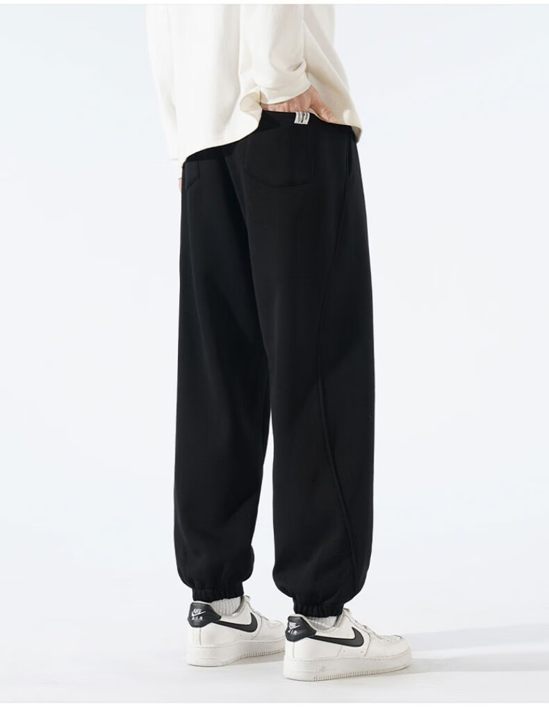 JEEP SPIRIT Men's Loose Casual Pants, Trendy Versatile Joggers, Height-Increasing Long Pants, Black, 2XL 10