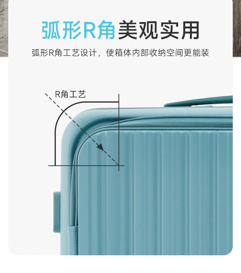 CROWN Zipper Aluminum Frame Suitcase, Carry-On Luggage, Large Capacity, Front Opening, Small Size, 5278-20 Enamel Blue 3