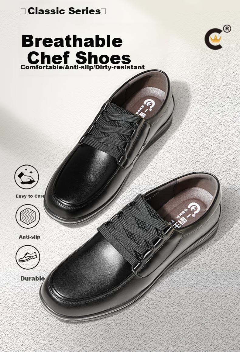 Chuwang Chef's Special Shoes, Casual Leather Shoes, Non-Slip, Oil-Resistant, Water-Repellent, Comfortable Work Shoes, Durable, 6805 Thick-Soled Model, Size 37 2