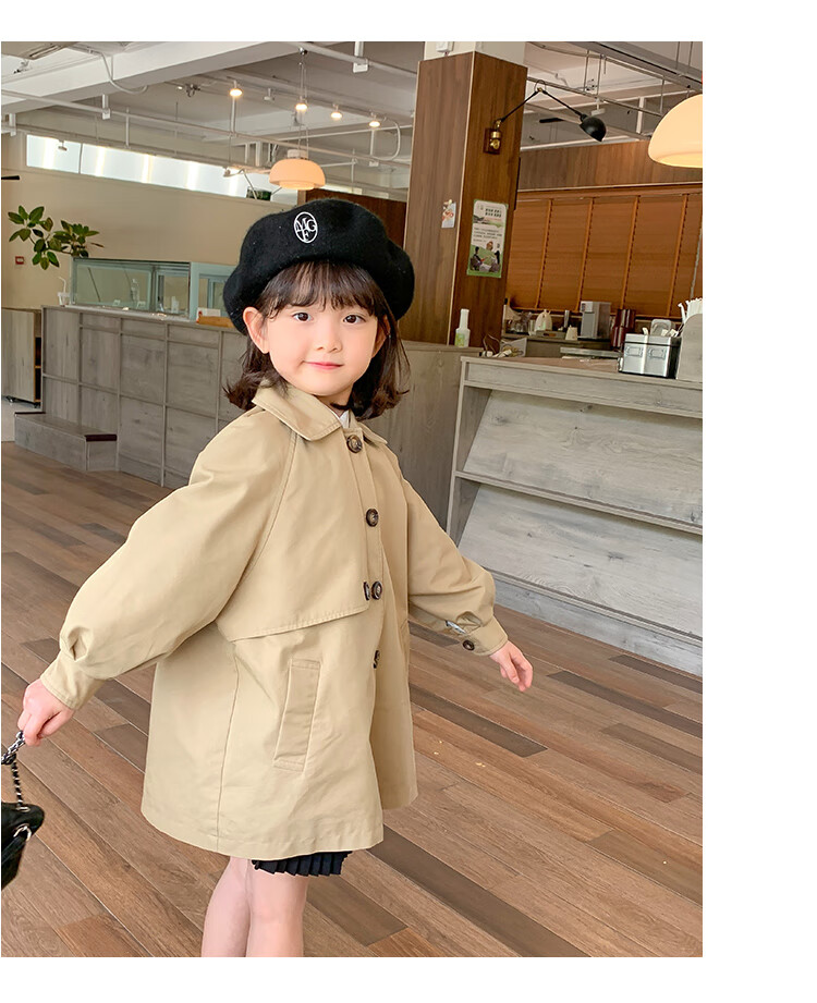 Budinghalu Girls' Jacket, Spring And Autumn Style, Children's Fashionable Versatile Windbreaker, Mid-Length, for Older Children, Casual Korean-Style Top, Trendy 25