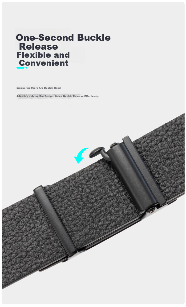 Aokang Men's Belt, Top-Grain Leather, No-Tooth Automatic Buckle, Waist Belt, Inner Buckle Style, Birthday Gift for Husband 9