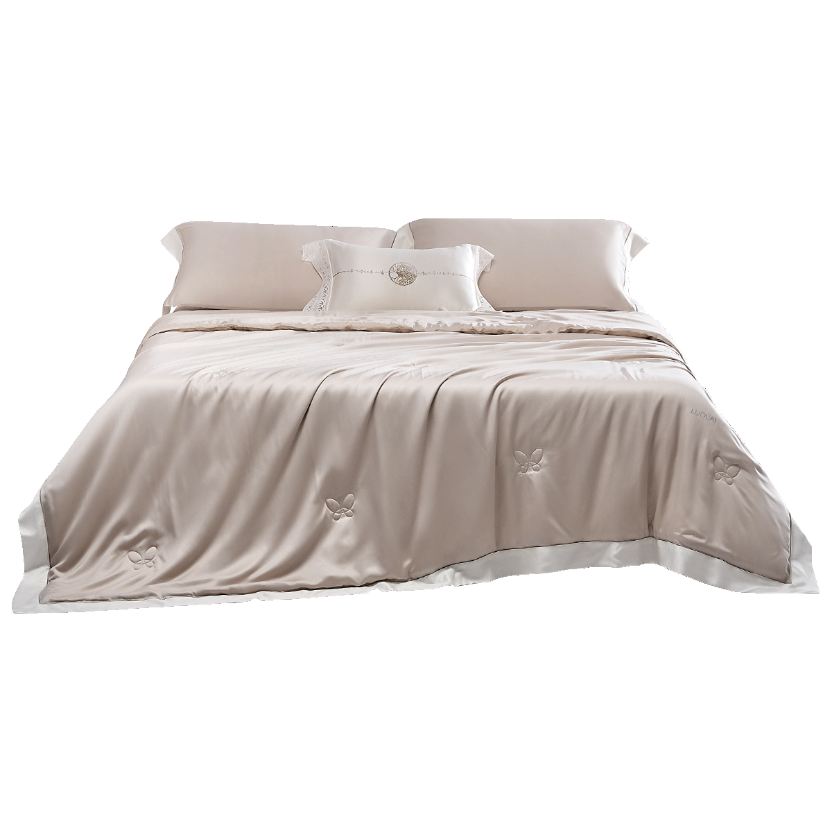 LUOLAI Home Textiles Antibacterial Mulberry Silk Washed Summer Quilt Class A Antibacterial 100 Count Tencel Air Conditioning Comforter 150*215 Gray