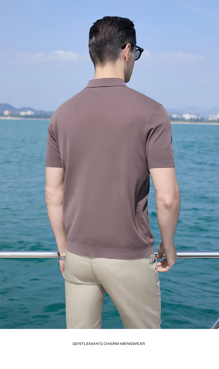 Andongniao [80% Long-Staple Cotton & Hollow Jacquard] Men's High-End Knitted All-Cotton Polo Shirt, Summer Short-Sleeve T-Shirt with Collar 7
