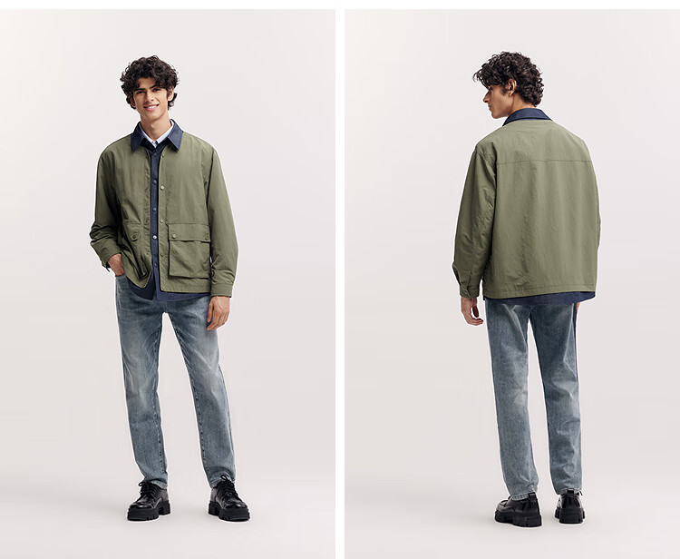 Semir Jacket for Men, Spring Outdoor Style, Faux Two-Piece Design, Lapel Collar, Double Side Pockets, Top 101125108112 6