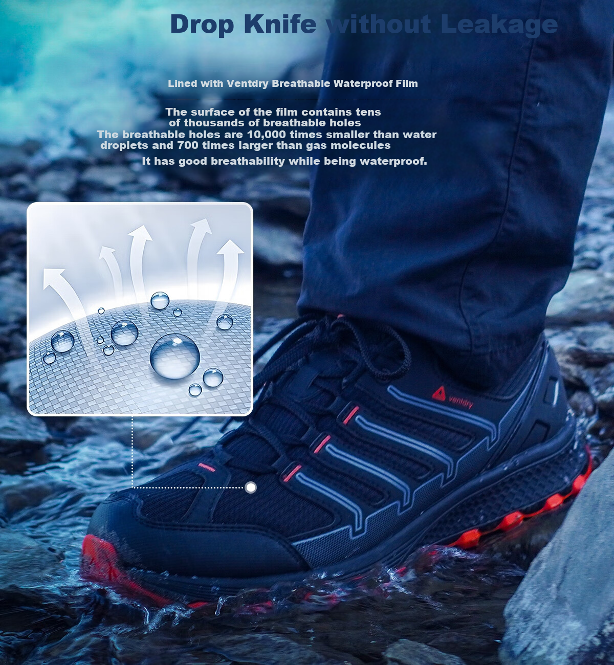 Huwaitegong Waterproof Non-Slip Shock-Absorbing Strong Grip Hiking Shoes for Men T52PRO Black Orange Size 37 4