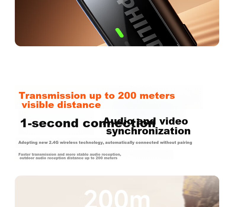 PHILIPS Clip-on Mini Wireless Amplifier Teacher Microphone Bluetooth Speaker 3552G1 Long Battery Life 21