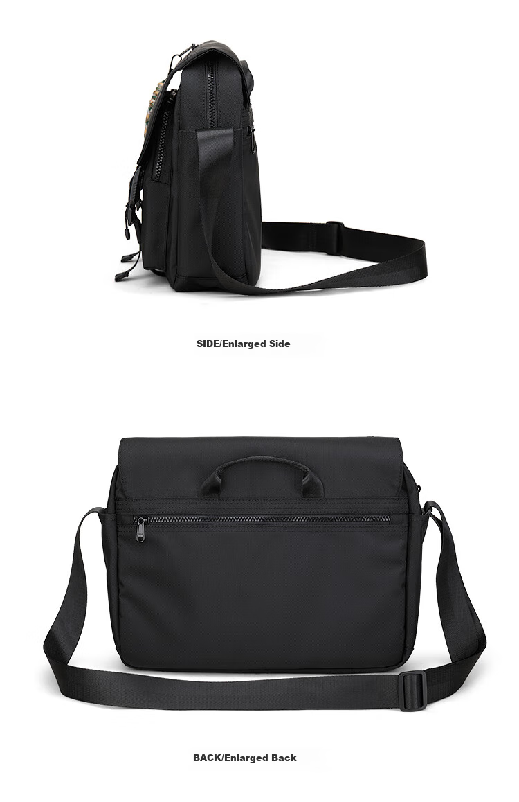 Slazenger Trendy Functional Magnetic Buckle Crossbody Bag Shoulder Bag Lightweight Large Capacity Messenger Bag, Black Extra-Large Versio 16