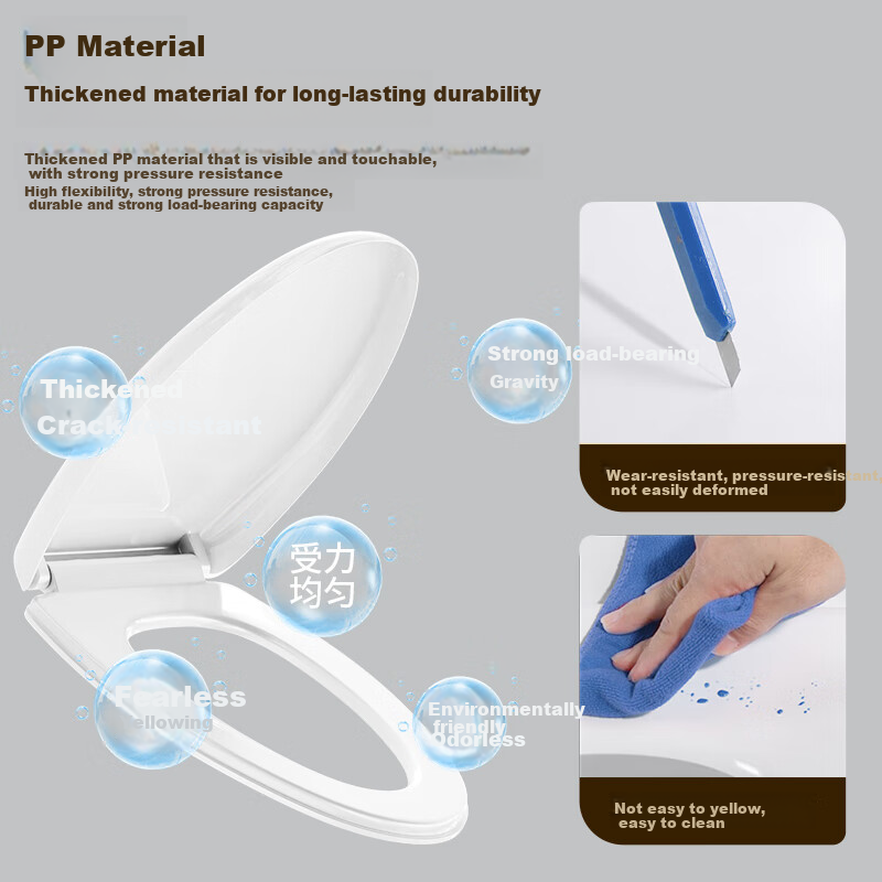 BSITN Toilet Seat Universal Thick V-Shaped Toilet Cover, Household Toilet Lid, Toilet Ring Accessories, Toilet Accessory B9063