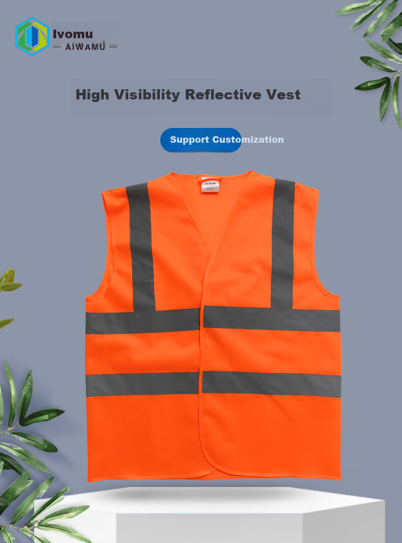 Aiwomu Outdoor Work Construction Site Reflective Vest, Building And Landscaping Construction Sanitation Traffic Printed Reflective Vest, Standard Style Fluorescent Orange XL 1
