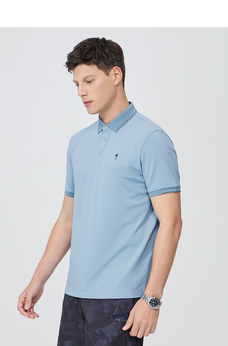 DANCING WOLVES [Mulberry Silk Antibacterial] Short-Sleeve T-Shirt for Men, Summer Contrasting Colors Versatile Cool Breathable Business Polo Shirt for Me 7