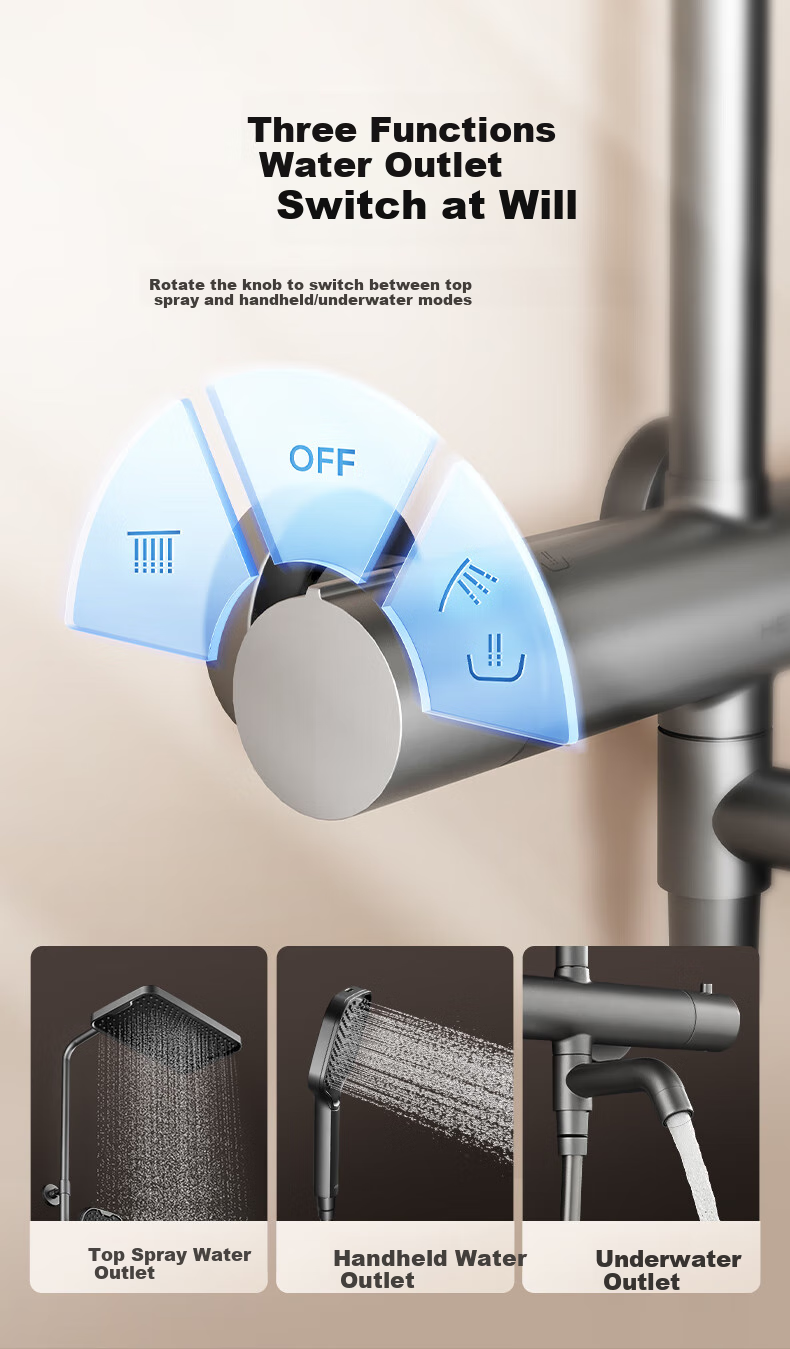 HEGII Shower Head, Smart Constant Temperature Anti-Scalding Square Large Screen Top Spray Shower Head Complete Set HMF957-333 11