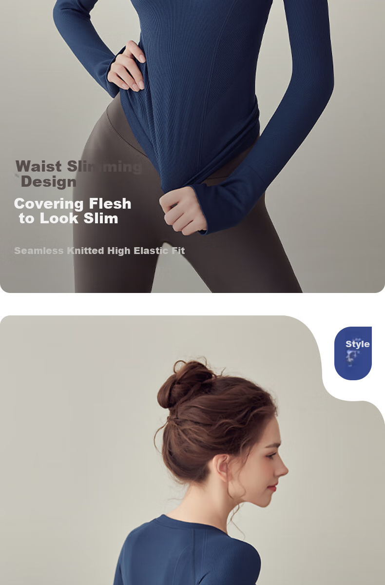 XUEXIMAN Yoga Top for Women, Spring And Autumn Style, Seamless High-Elastic Slimming Sports Long Sleeve, Running Quick-Dry Training Pilates T-Shirt 7