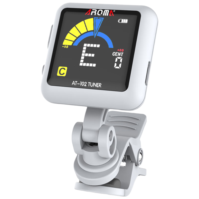 AROMA Guitar Tuner AT-102 White for Acoustic Guitar Ukulele Classical Electronic Tuner