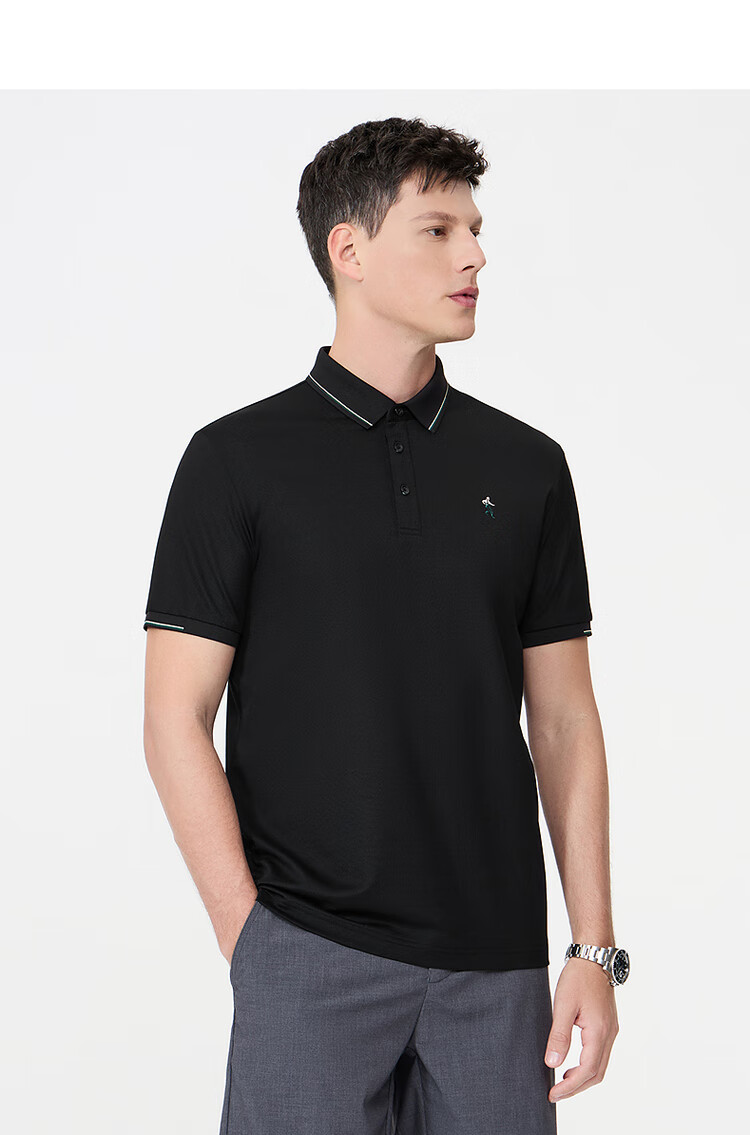 DANCING WOLVES [Mulberry Silk Antibacterial] Short-Sleeve T-Shirt for Men, Summer Contrasting Colors Versatile Cool Breathable Business Polo Shirt for Me 12