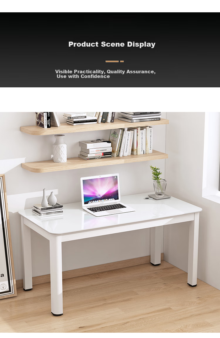 Fanshe Computer Desk, Minimalist Modern Design with Cable Grommet, Glass Desk for Study, Office, Home Use, Dual-Purpose Desk for Dining Room 14
