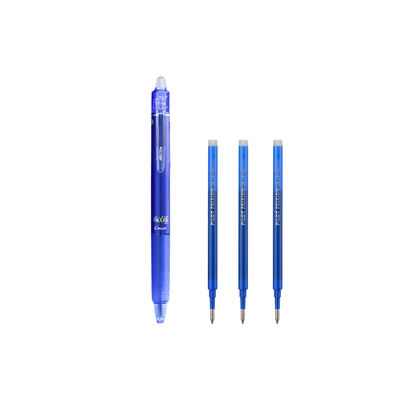 PILOT Retractable Erasable Gel Pen, Bullet Tip Signing Pen, Temperature-Controlled Erasable Ink Pen, Study Stationery Set LFBK-23EF+BLS 0.5mm Blue 1 Pen + 3 Refills