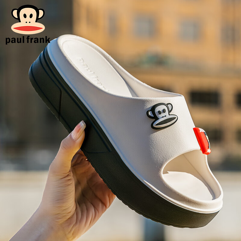 Paul Frank, Lightweight EVA Slippers for Women, Versatile for Spring And Summer Outdoor Wear, Thick-Soled Sandals for Home Use, Model 6325, White, Size 235