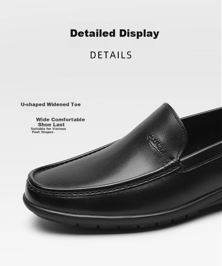 Goldlion Men's Shoes, Business Leather Shoes, Slip-On Loafers, Flat-Bottomed, One-Step Slip-On Peas Shoes, G582510018CCB, Brown, Size 40 8