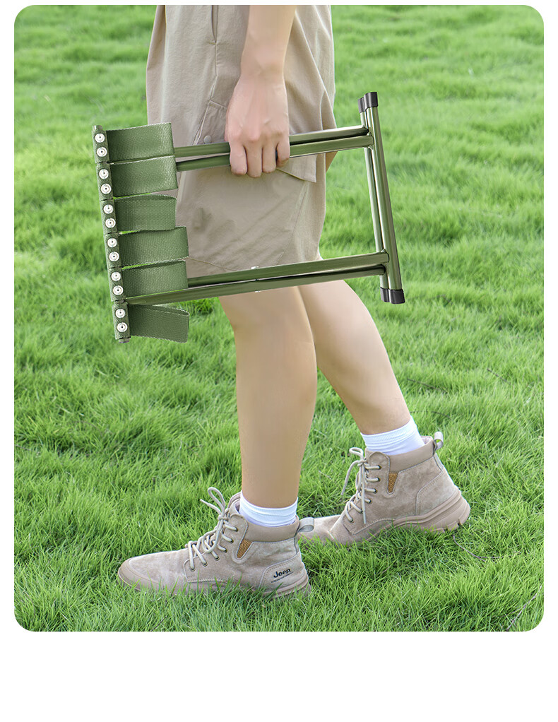 JEEP Folding Stool Portable Outdoor Chair Home Folding Bench Leisure Seat Queue Helper Medium Size Army Green 9