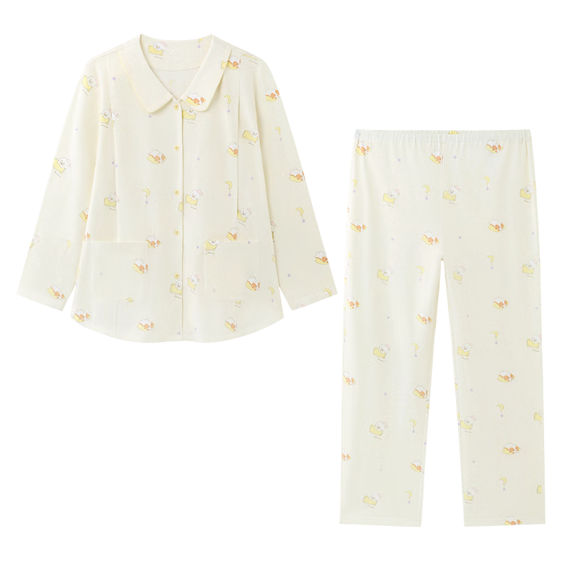 PurCotton Maternity Pajamas, 7A Antibacterial Nursing Wear, Autumn And Winter Sleepwear, Home Loungewear Set, Good Night Little Cute 170