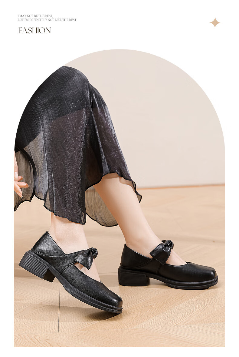 DAPHNE Bow Mary Jane Shoes for Women JK with Skirt Elegant British Style Design Sophisticated Flats Black Size 36 5