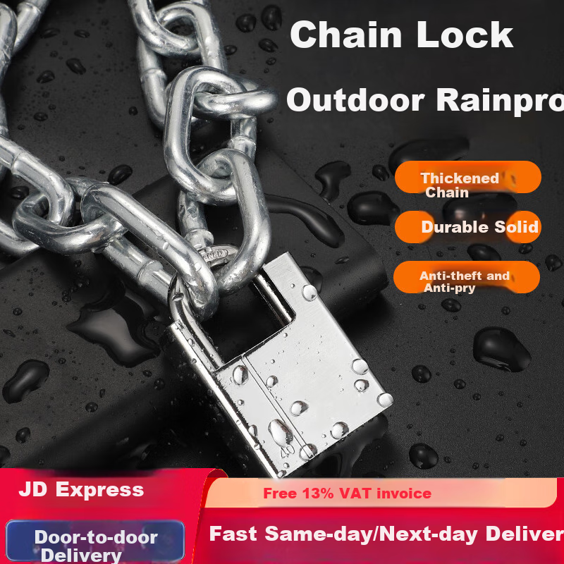 Chugong Chain Lock, Iron Chain Lock, Gate Lock, Warehouse Door Lock, Anti-Shear, Anti-Theft, Motorcycle Lock, Bicycle Lock, Thickened 1 Meter 1