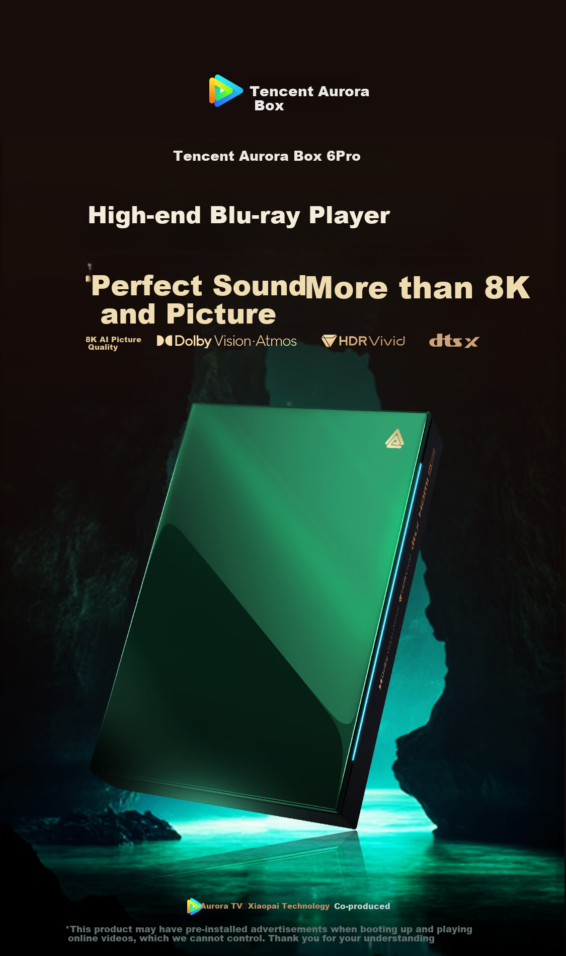 Tengxunjiguanghezi 6 Pro, Full-Channel 8K TV Box, 8+128GB Smart Network Set-Top Box, Dolby Vision DTS HD Blu-Ray Player, Lossless Music Player 2