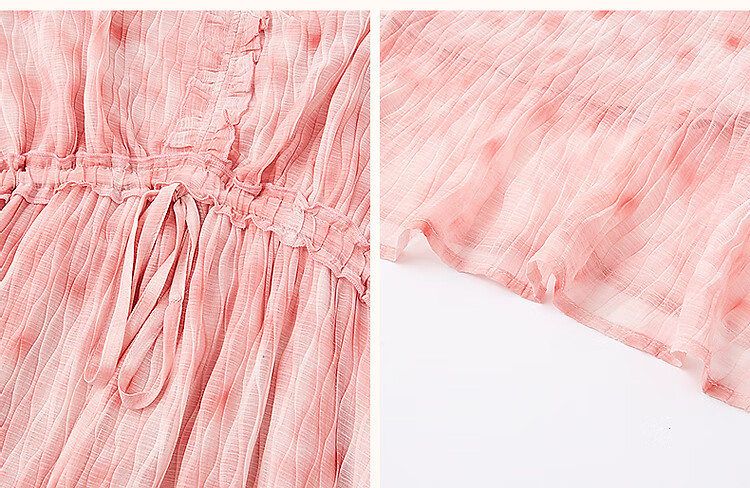 Dme [French-Style Muse] Spring Lightweight Wrinkle-Resistant Chiffon Floral Fairy Dress, Waist-Cinching Ruffle Trim Women's Dress 8