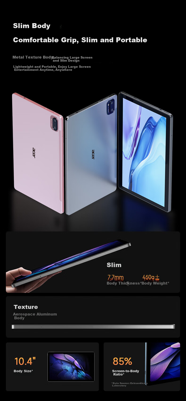 Acer Pad, 10.4-Inch Tablet, 2K High-Definition Full-Screen Display, 4G SIM Card Slot, All-Network Compatible, Low Blue Light Eye Protection, Tablet Computer, IPad, 8GB RAM + 256GB Storage, Gray Color 2