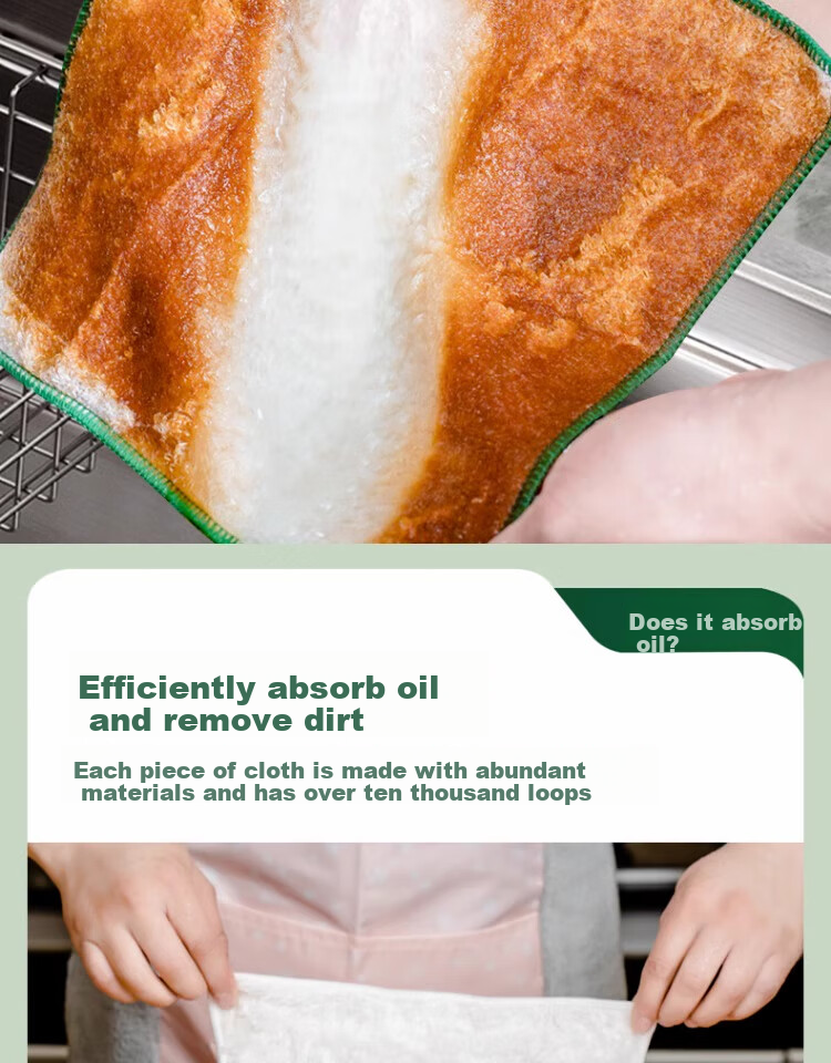 CHUSHE Lazy Cleaning Cloth, 25*25cm, 20 Sheets, Tear-Off Kitchen Dry And Wet Disposable Dish Towel, Extra Large And Thick, Oil-Absorbing 4