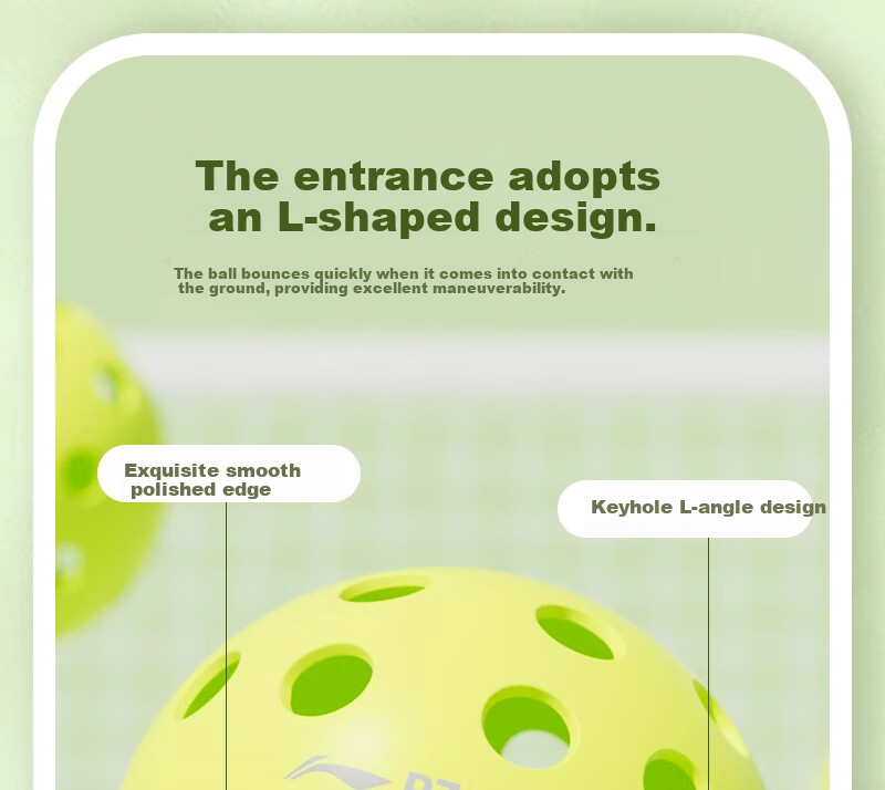 Li-Ning PZ40 Professional Outdoor Injection Molded Pickleball, 40 Holes, Green Color, for Competition Use 8