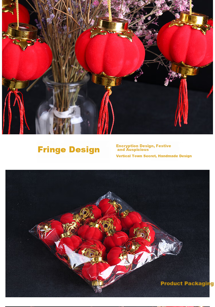TaTanice Red Lanterns Set of 2, Year of The Horse Decoration, Housewarming Wedding Lanterns, Scene Hanging Ornaments, Festive Celebratio 5