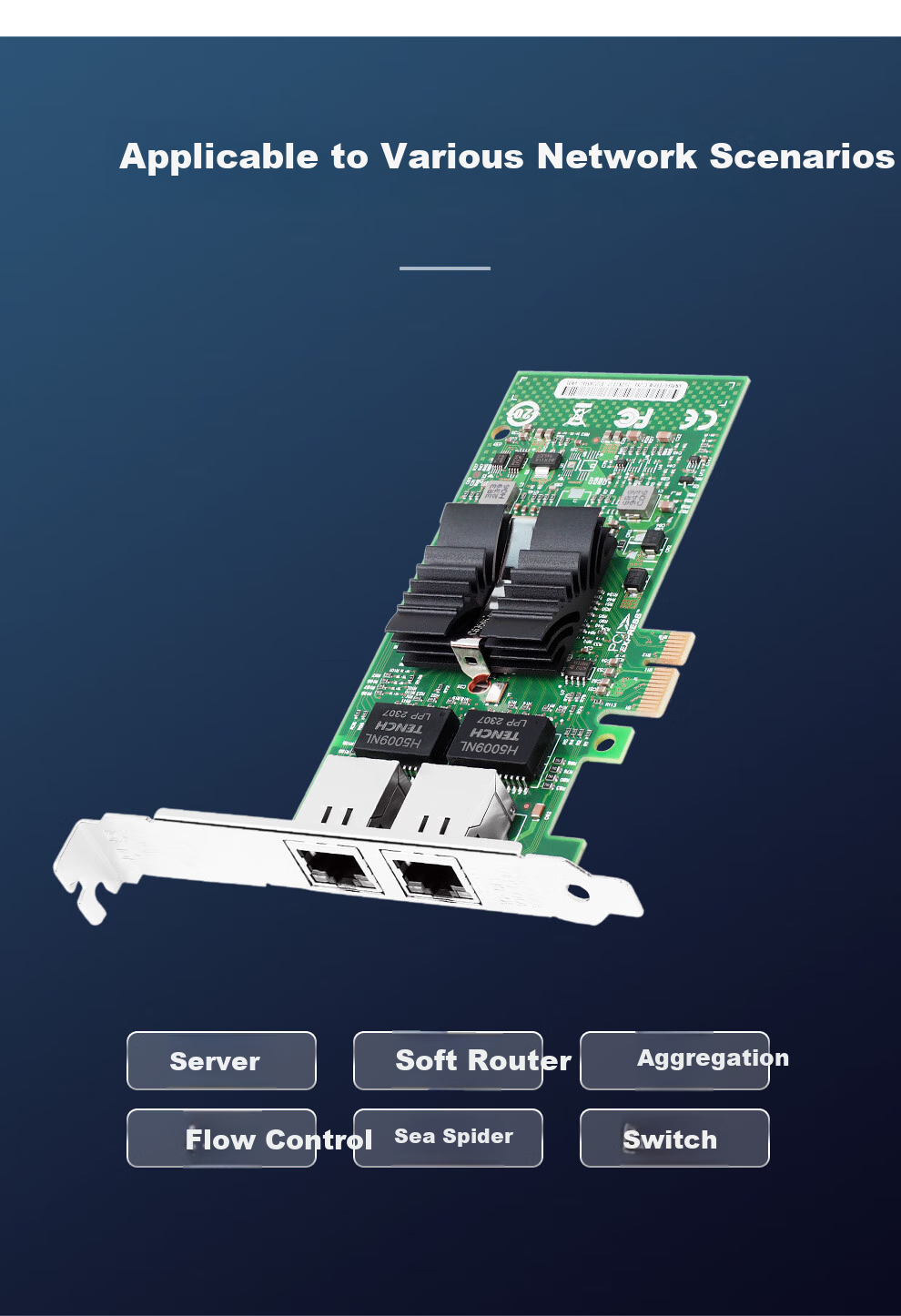 FLYBISH NA576-T2 PCI-E X1 Gigabit Dual-Port Server Network Card with Two Ports, Soft Router ROS Aggregation, Intel 82576 Chip 6