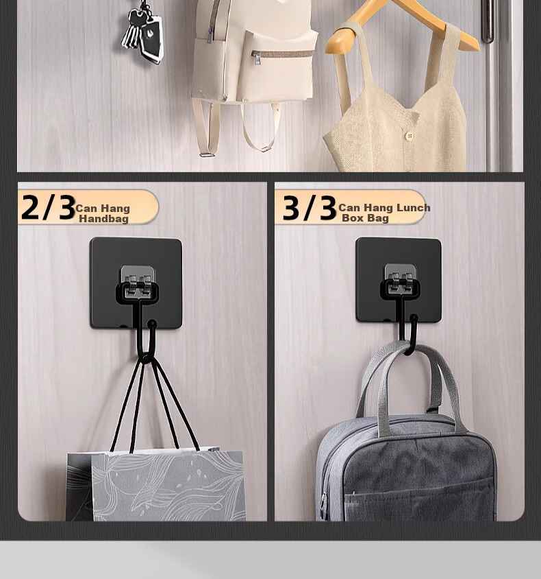 CHUSHE No-Drill Heavy-Duty Adhesive Hooks for Kitchen, Bathroom, Wall-Mounted Cleaning Tools, Household Use 27