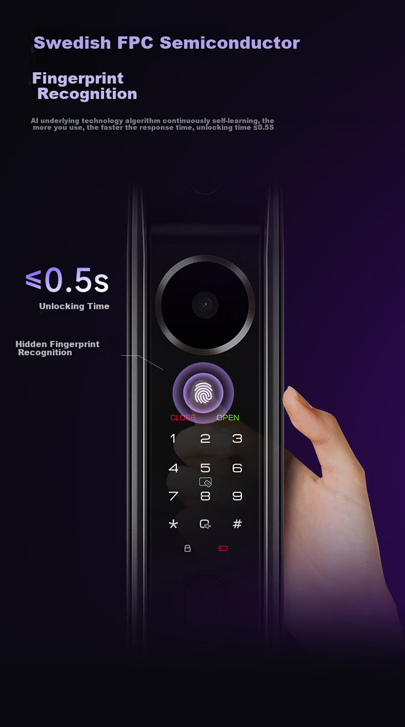 KAADAS Smart Door Lock, Dual-Camera Facial Recognition with Visual Peephole And Large Screen Fingerprint Lock, P30 Pro Max Dual-Camera AI Versio 5