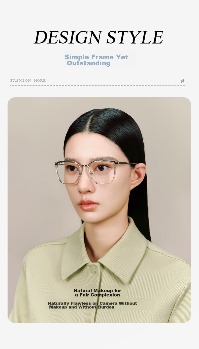 PARZIN Anti-Blue Light Radiation Glasses Frame, Fan Chengcheng Style Unisex Plain Glasses, Blue Light Blocking Protective Eyewear Gift 15838 3