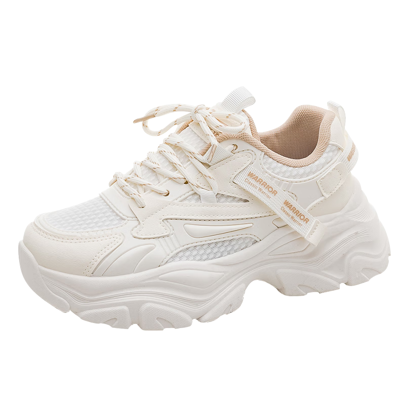Huili Official Women's Dad Shoes, Comfortable Versatile Casual Shoes, Beige Khaki, Size 35 [Please Order One Size Larger if You Have Wide Feet]