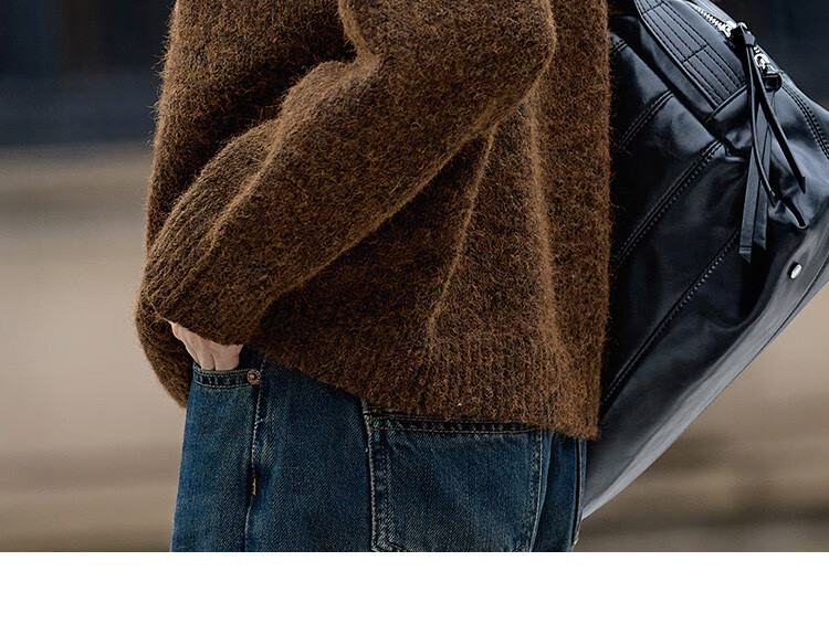 Dme Wilderness Forest Sweater Winter Style Knitted Top Retro Brightening Lazy Round Neck Sweater for Women, Dark Coffee Color, M 17