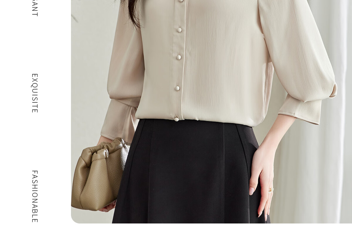 YUZHAOLIN V-Neck Faux Placket Romantic Ruffle Sleeve Long Sleeve Shirt Fashion Casual Work Blouse Y51S015 13