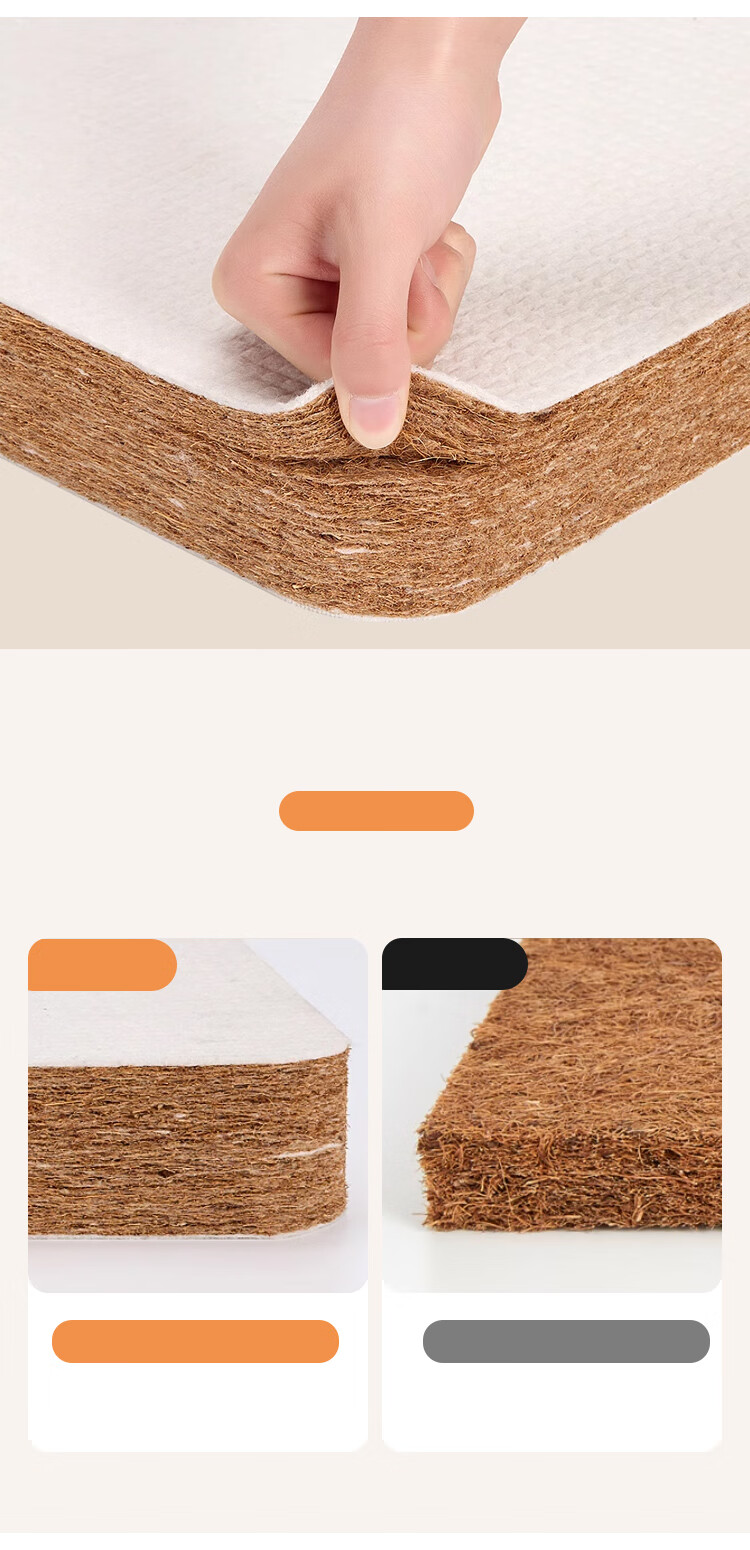L&S Coconut Palm Fiber Mattress, Foldable Hard Coir Mat, Natural 3E Coconut Palm Fiber Mattress, CD55120*200*10cm, Medium Firmness 11