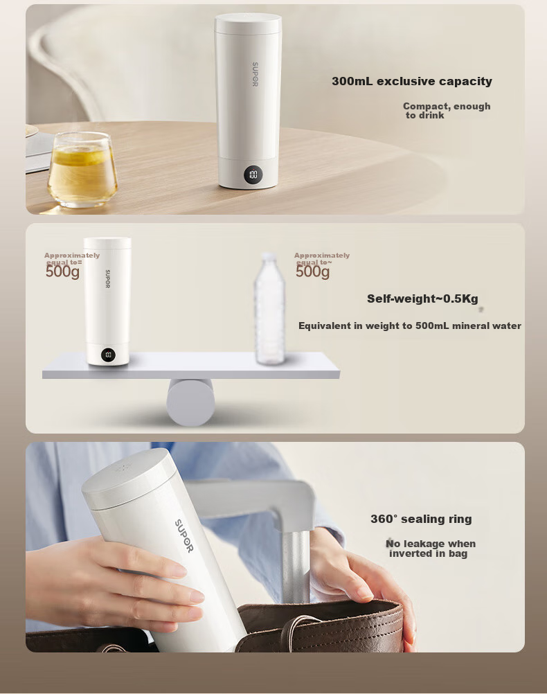 SUPOR Electric Kettle, Water Boiler, 0.3L Portable Insulated Kettle, 316 Stainless Steel Travel Electric Kettle, SW-03T01A 4