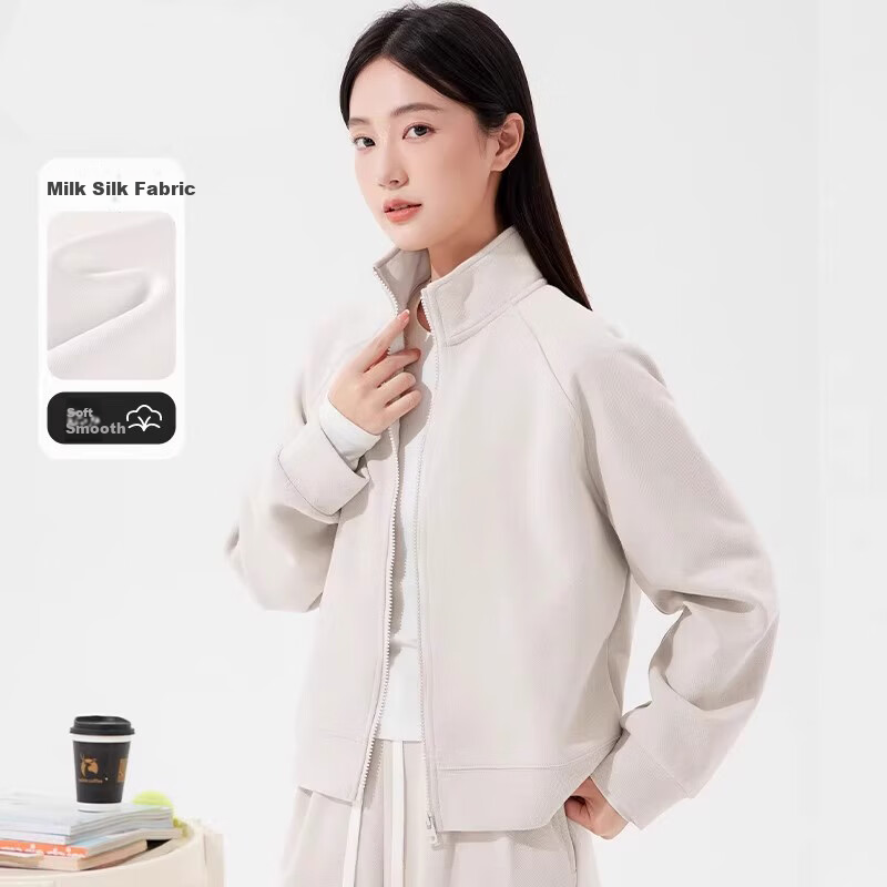 Baleno Starry Sky Cotton Stand-Collar Jacket for Women, 2026 Early Autumn New Women's Clothing, Cardigan Sweatshirt, Sports Walking Running Short Top 1