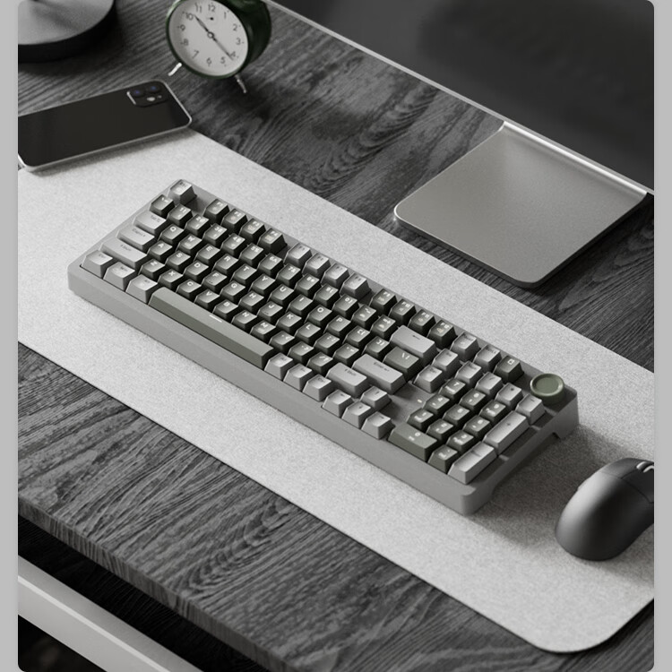 JD Original JZ990 Wired Mechanical Keyboard, 99 Keys Backlit Gasket Structure, PBT Keycaps, Multimedia Volume Knob, Dual System Compatible, Gaming And Office Use, Original Gray 11