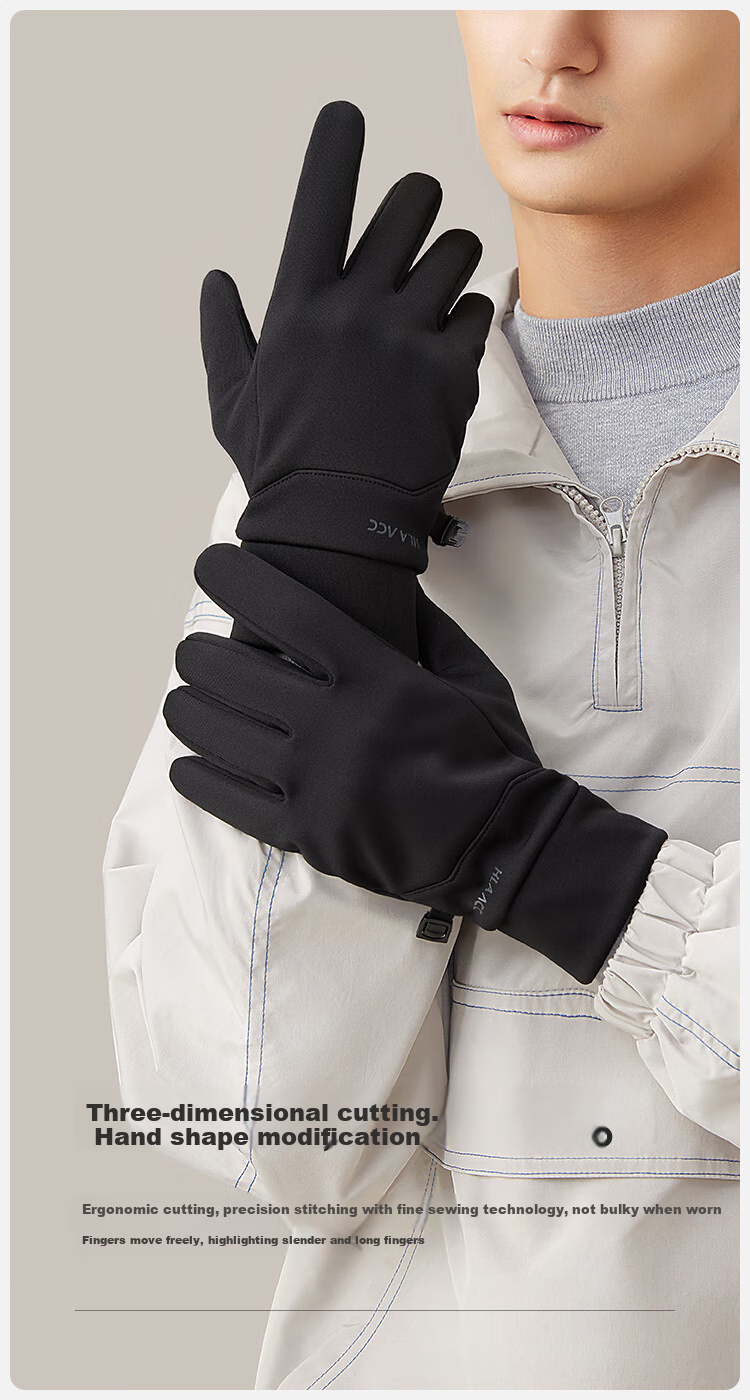 HLA Gloves for Men, Autumn And Winter Cycling Gloves, Fabric, Touchscreen Compatible, Outdoor Driving, Cycling, Motorcycle Riding, Warm Ski Gloves 5