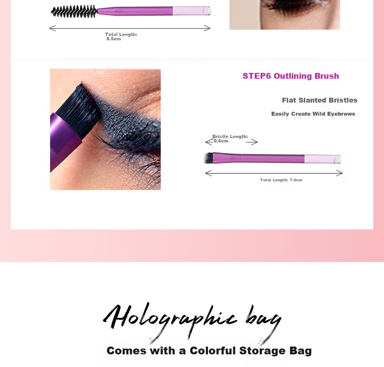 Real Techniques Dream Makeup Brushes Set of 10: Eyeshadow Brush, Powder Brush, Concealer Brush, Blush Brush 11